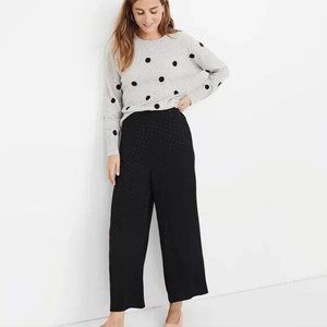 Madewell Drapey Jacquard Huston Pull-On Crop Pants Black Polka Dot XS